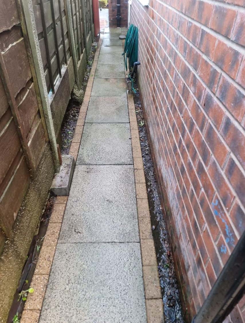 Side path after being jet washed