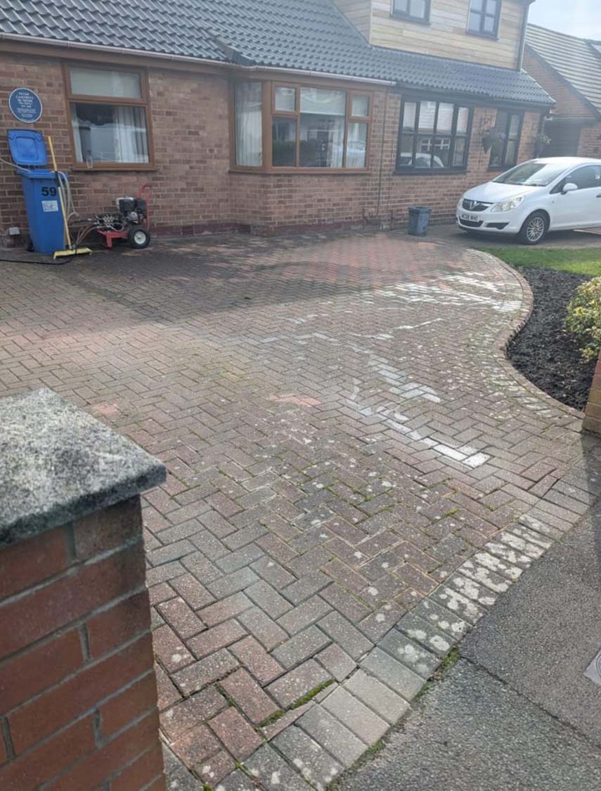 Block driveway before being jet washed