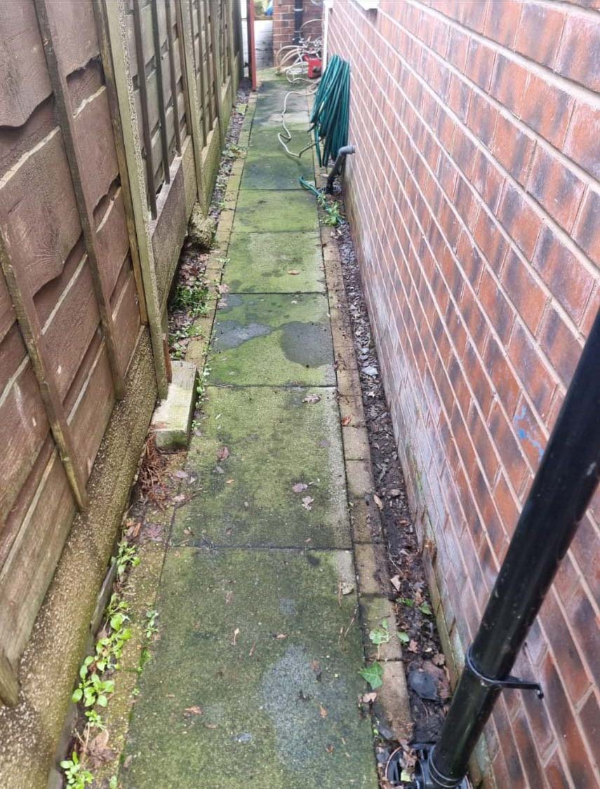 Side path before being jet washed