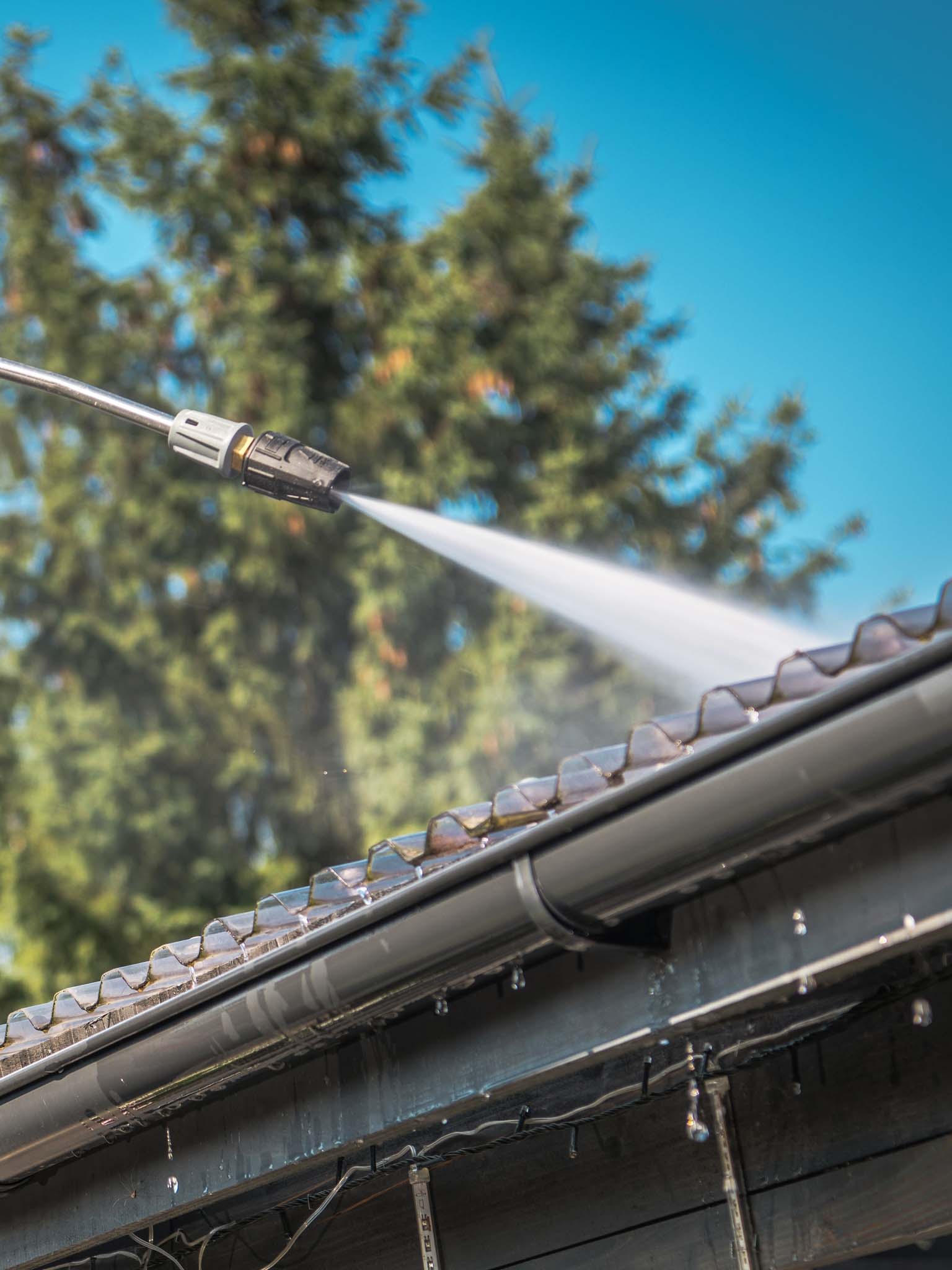 Powerwashing gutters